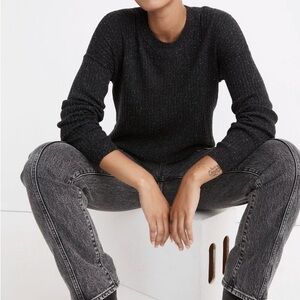 Madewell Donegal Lawson Crop Pullover Sweater in True Black